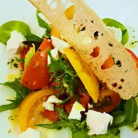 3 colour tomato rocket feta ciabatta|Jimさん