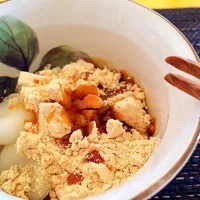 Snapdishの料理写真:Flour Ball ,Toasted Soybean Flour with Brown Sugar Syrup.|Marie.さん