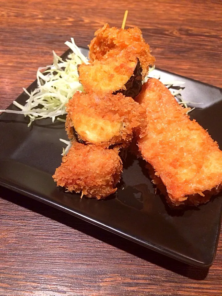 10/16 茄子と鶏の串揚げ&ハンペンの串揚げ|あかねさん