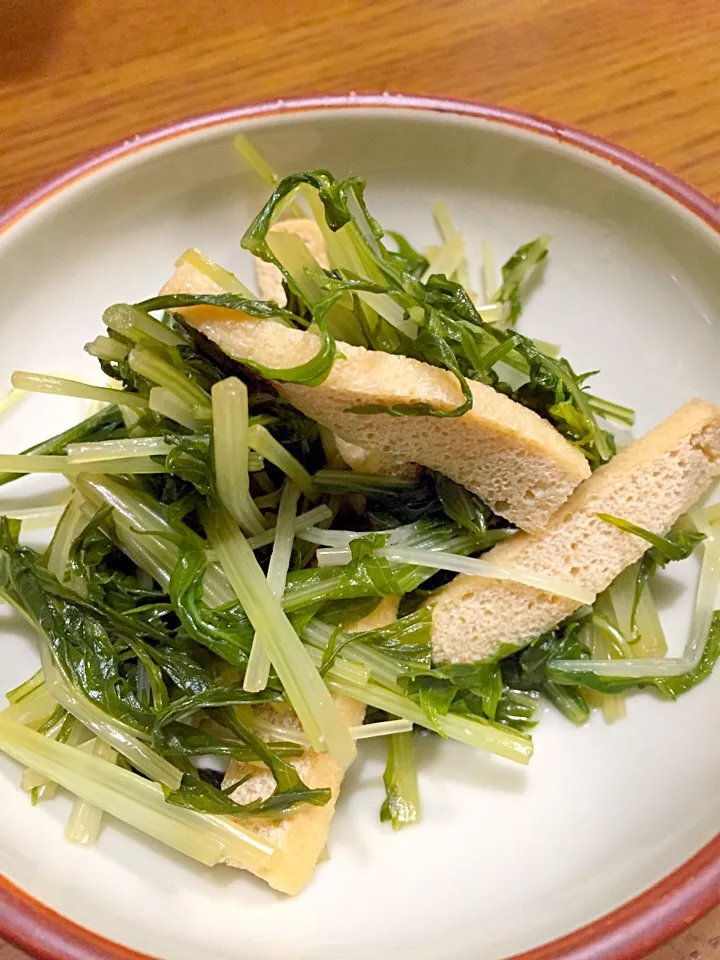 水菜と油揚げの煮物|ふくぷくさん