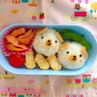 今日のお姉ちゃんのお弁当。ワンちゃんのつもりが、お姉ちゃんからは、ブタさんに見えたらしい(*≧ｍ≦)|blueさん