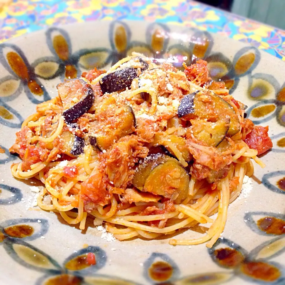 なすとトマトとツナのパスタ🎵|ユキちん🎵さん