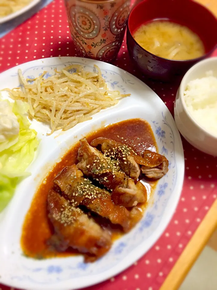 鶏の照り焼き＊ワンプレート晩ごはん|ゆきさん