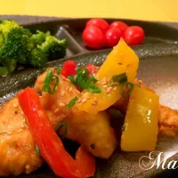 Snapdishの料理写真:Fried Chicken ,Bell Pepper marinade Chinese sauce.|Marie.さん