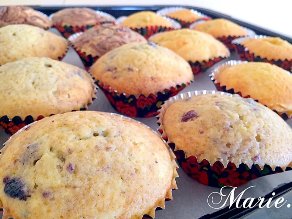 Blueberry,Apple Caramel,Chocolate Muffin.|Marie.さん