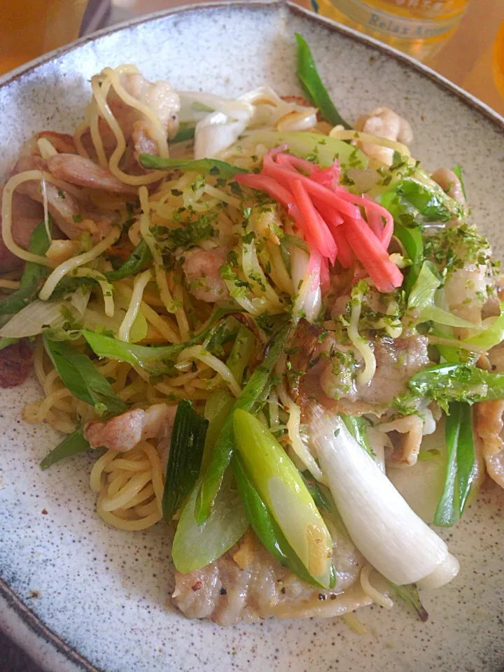 ネギ塩焼きそば|たけのこジョニーさん