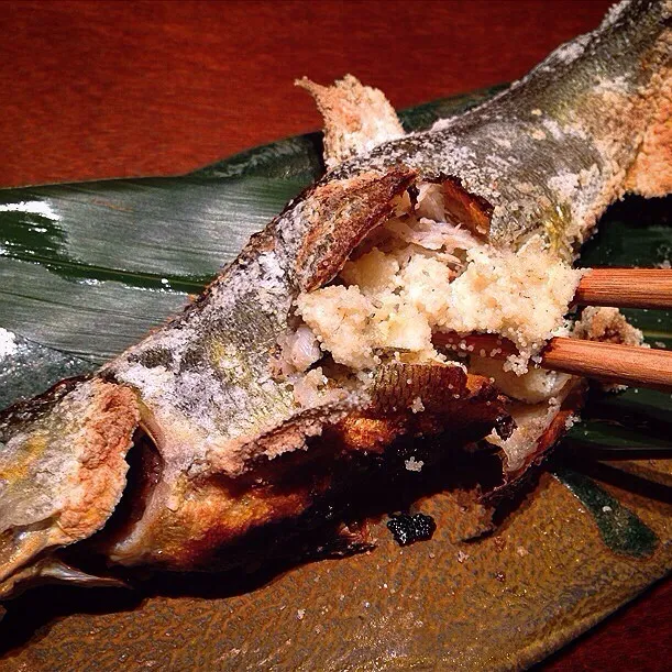 晩秋の落ち鮎 
ワタの苦みに玉子の甘みが混在
なんとも言い難い美味しさ
塩焼きに秋のひやおろし
秋の深まりを感じながら…|Yogiさん