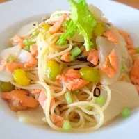 Ginkgo nut,salmon&turnip pasta