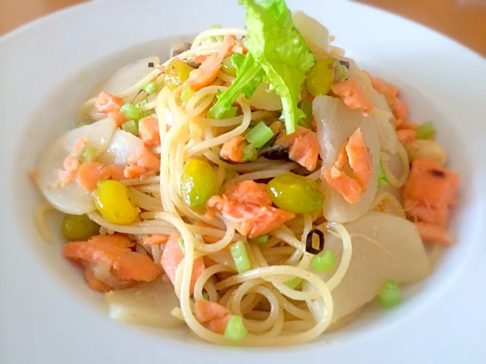 Ginkgo nut,salmon&turnip pasta|Masakiさん