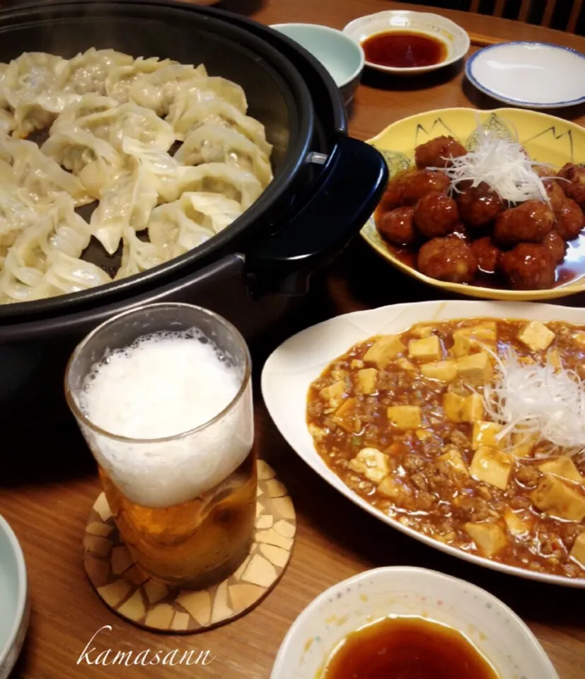 コトさんの料理 麻婆豆腐♪餃子、肉団子の甘酢餡👲|かまさん