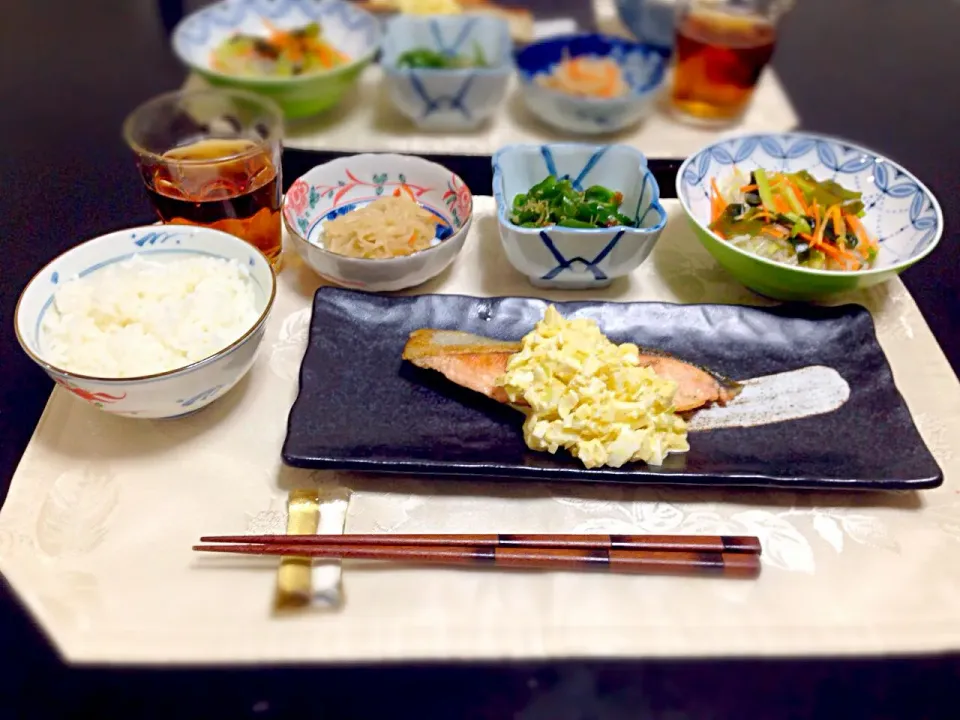 ・鮭のタルタルソースがけ
・春雨の酢の物
・切り干し大根
・ピーマンじゃこ炒め
・ごはん|ひりょみさん