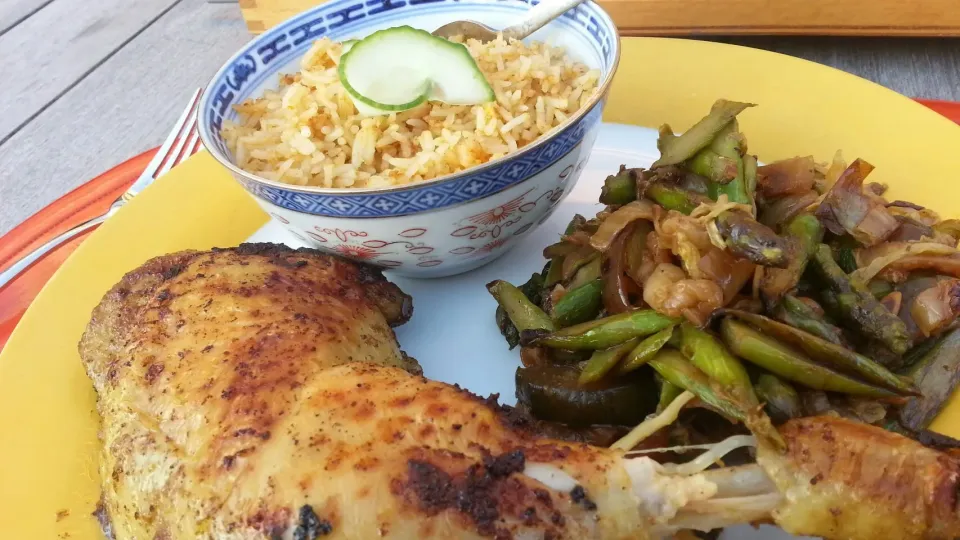 Asparagus, chicken and Laksa rice|Hans Stavleuさん