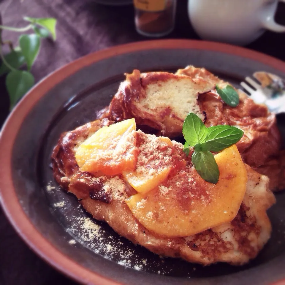 大好き❗柿きな粉トースト💛（Lavender TeaさんのVegan style French toast で）|まちまちこさん