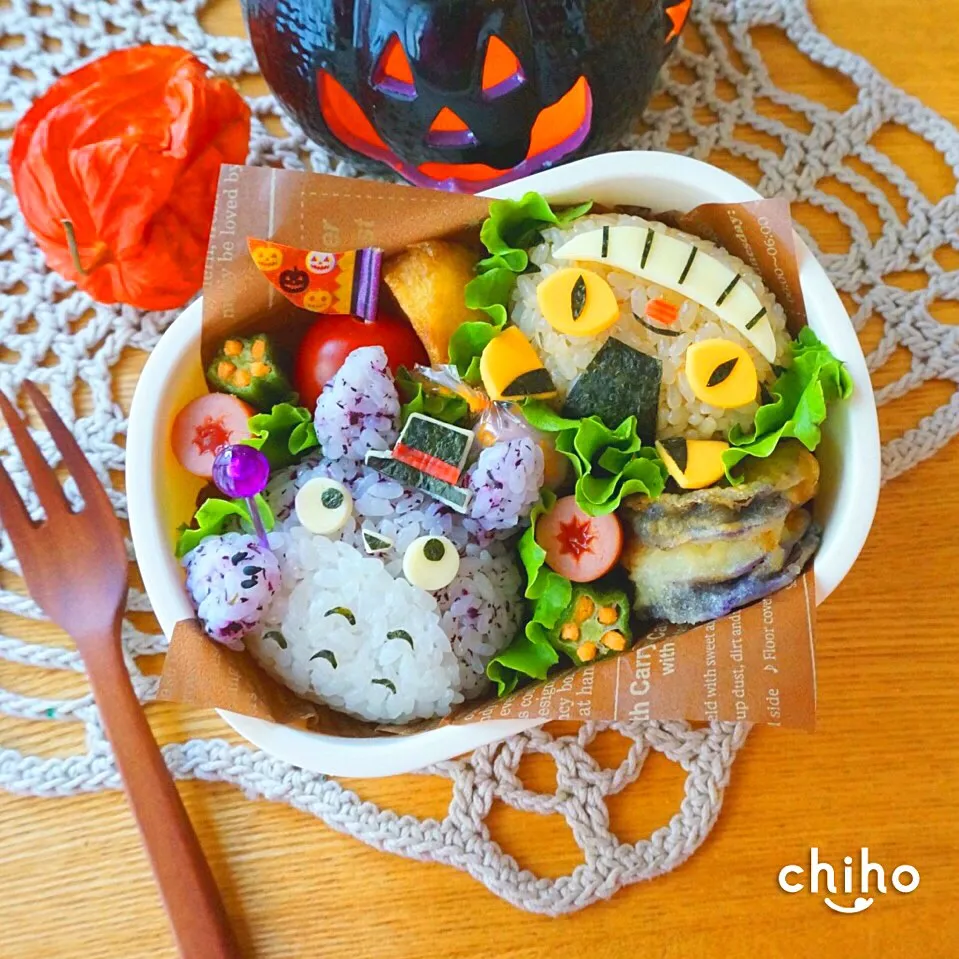 ちょっとハロウィン風トトロ&ネコバス弁当♡|chihoさん