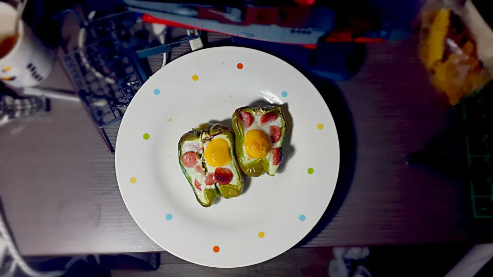 simple bell pepper egg sausage #simpleFood|Ananta Bagas Rinartaさん