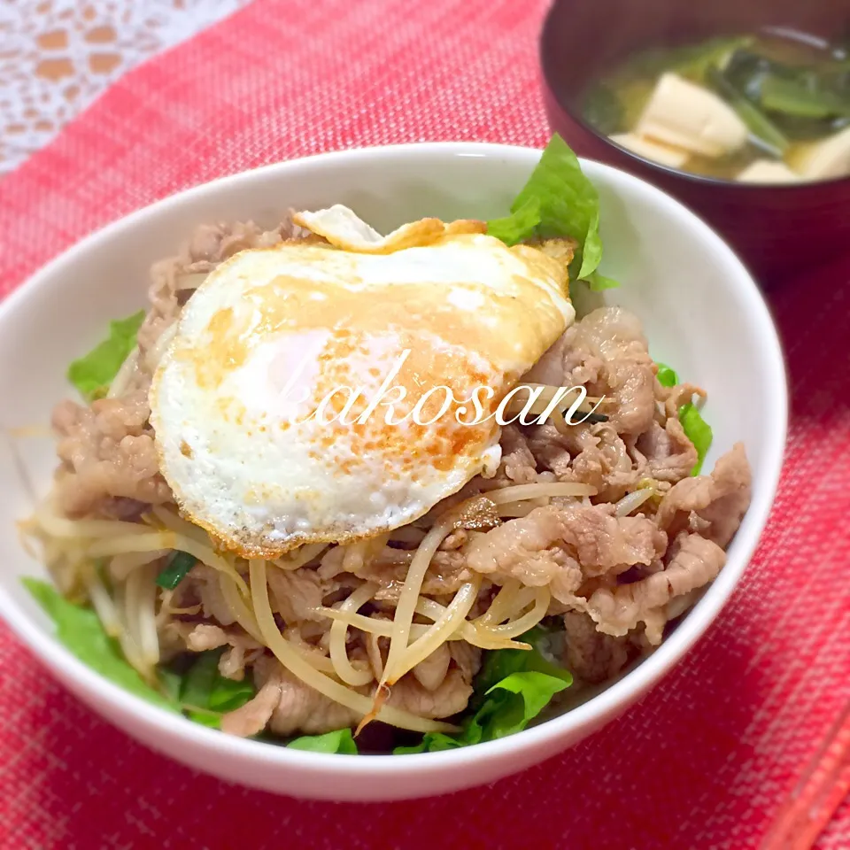 豚肉丼〜玉子のせ(^^)|pinkmamaさん