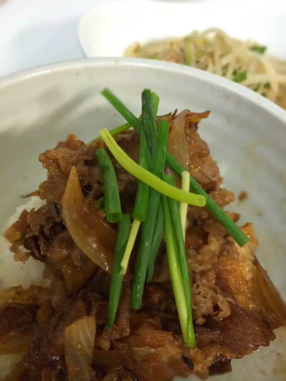 Snapdishの料理写真:久々の牛丼☆手抜きご飯は丼ものに限る♡ちなみんからのくるま麩入！|Ryokoさん