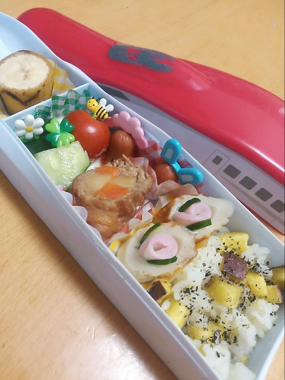 Snapdishの料理写真:今日のお弁当さん☆野菜の肉巻き＆サツマイモご飯♪|Kayo Matsudaさん