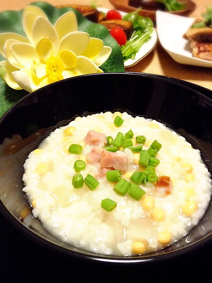 ハムと大根と大豆のお粥|かずきっちんさん