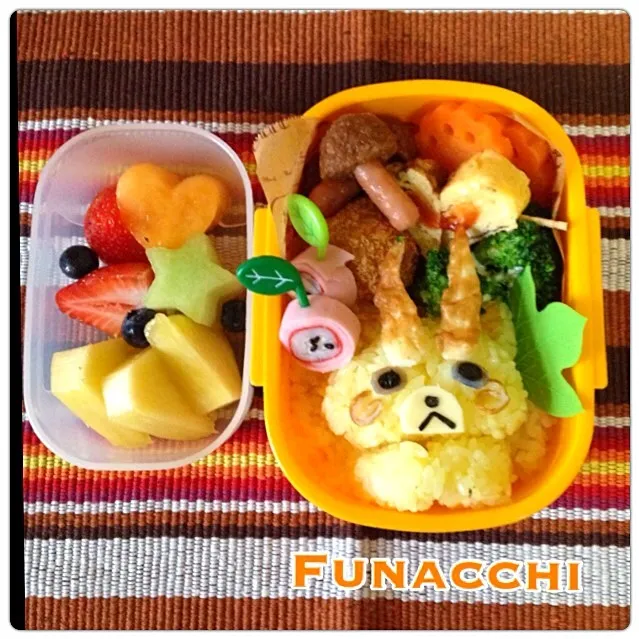 Snapdishの料理写真:2014秋の遠足 キャラ弁 コマじろう|funakeiさん