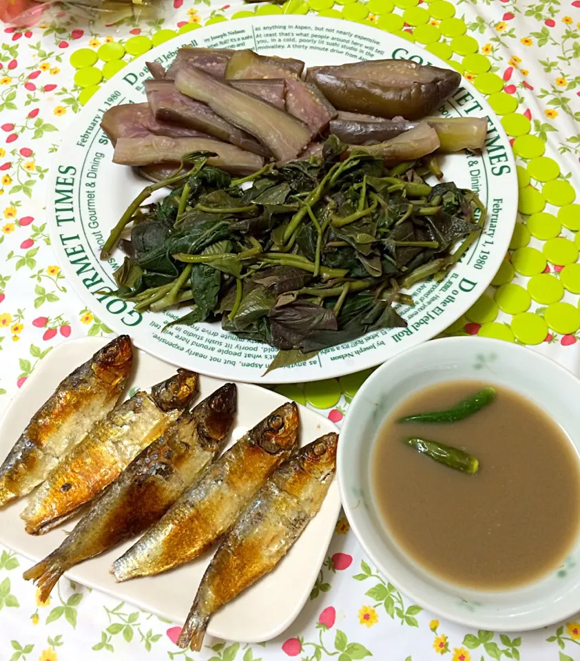 steam talbos kamote at talong w/bagoong alamang at tinapa|gachiyunaoさん