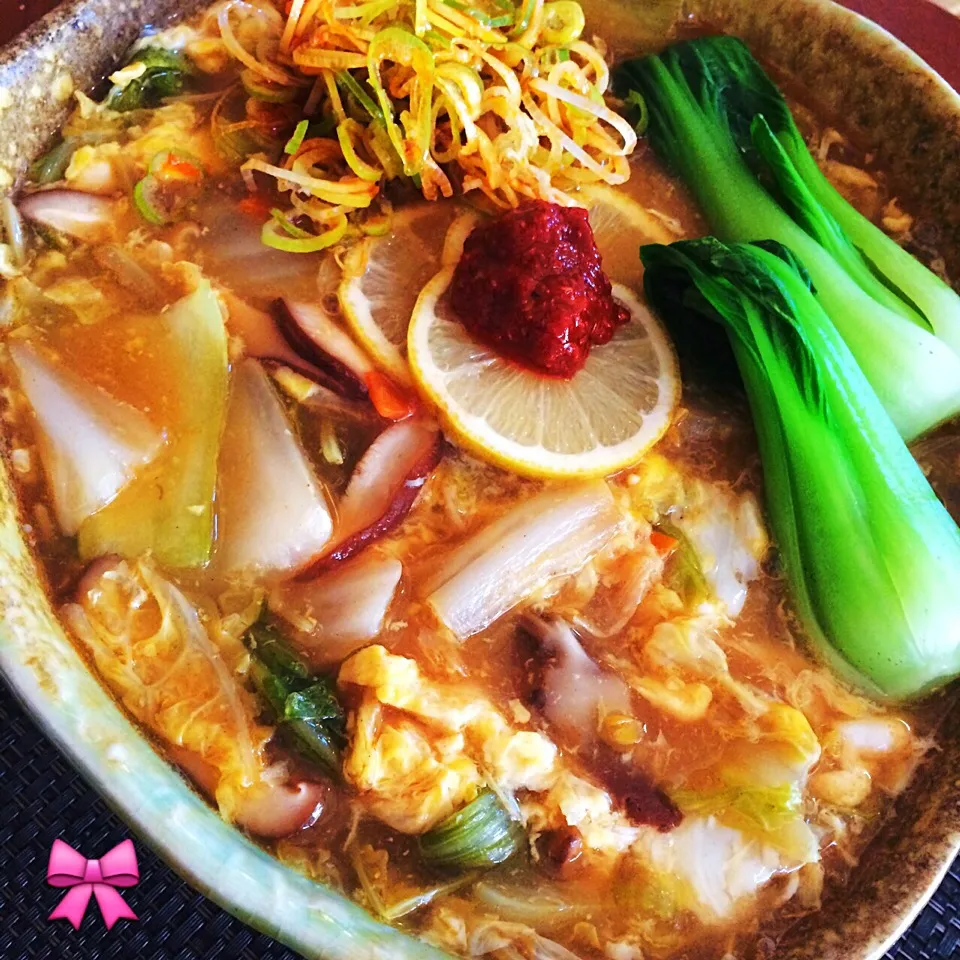 Snapdishの料理写真:酸辣湯麺…頑張ったのは青梗菜！！|おりぃさん