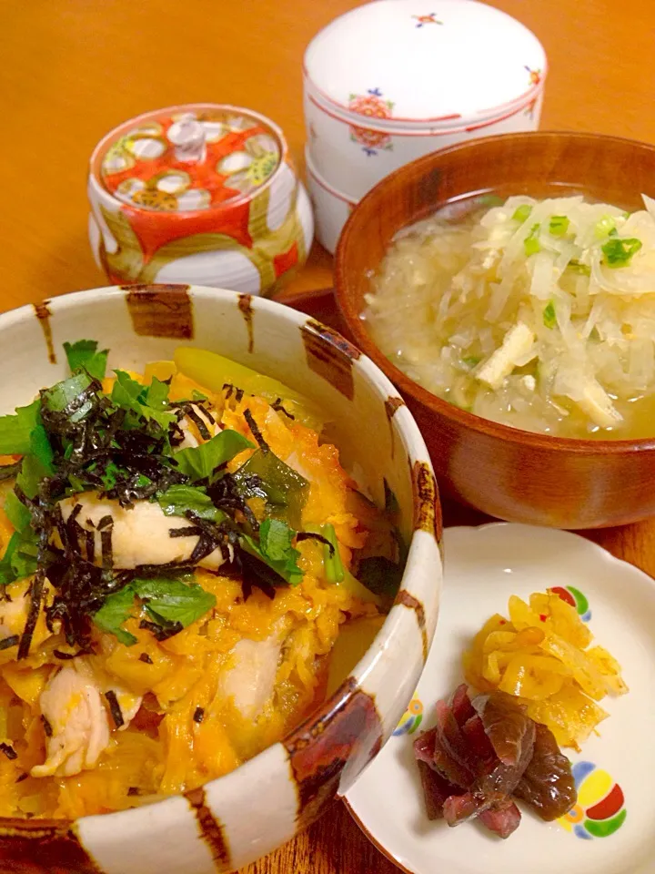 親子丼で朝ご飯🍀|デミさん