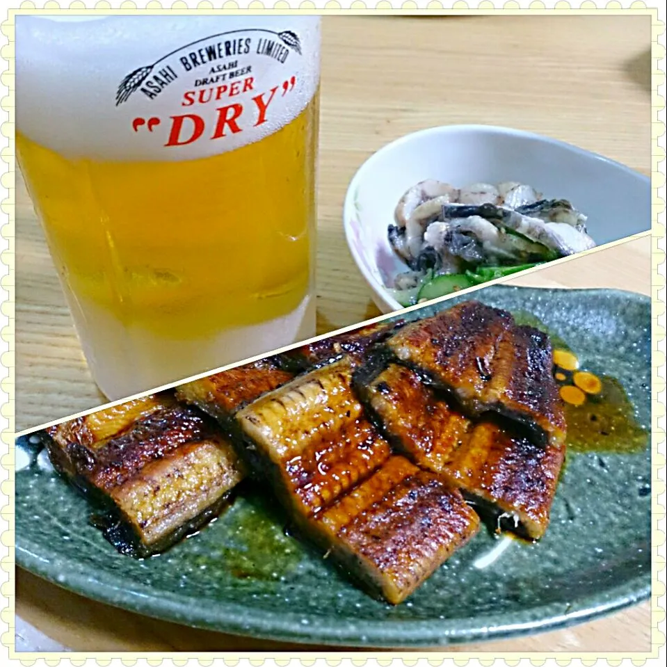 Snapdishの料理写真:10/22 grilled eel and beer #うなぎ #ビール|タップダンスシチーさん