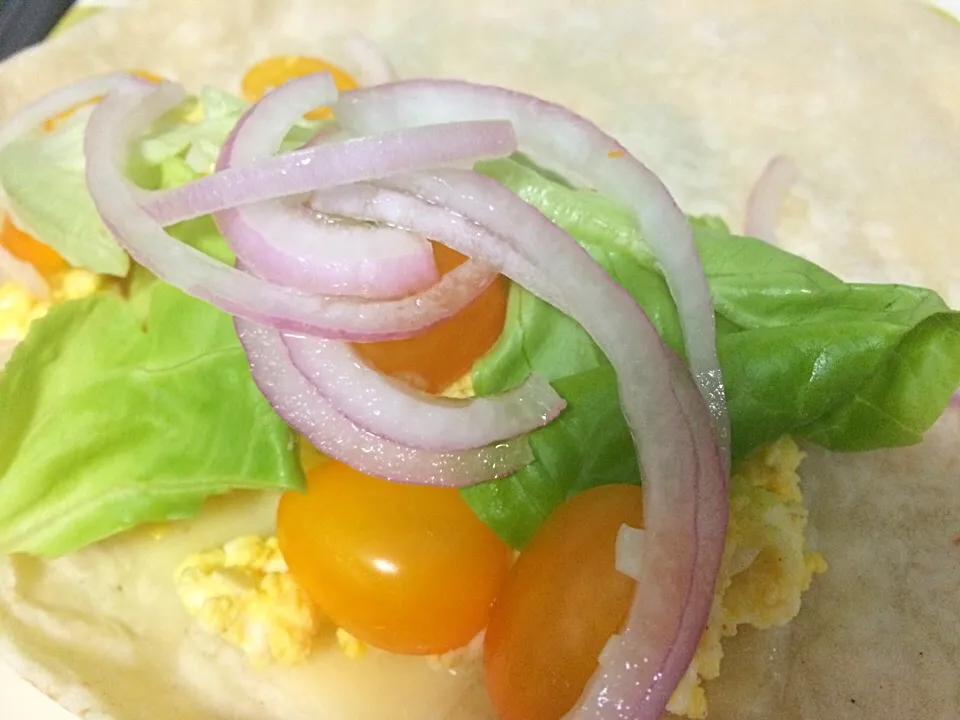 Egg salad wrap with sweet pickled onions and melted Gruyere|Ong Sor Fernさん