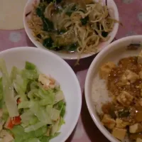 10/22 麻婆豆腐丼、ほうれん草えのき、サラダ|クラキティさん