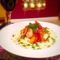 Garlic roulé cheesy mash potato, scollops, bacon bits and peppers.|Tommy Victor Spokes🍴🍝🍷さん