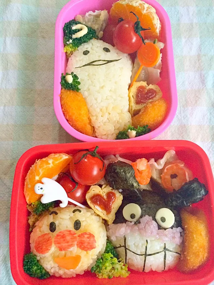 Lunch box☆Snowy&Anpan-man,Baikinman☆白なめこ&ｱﾝﾊﾟﾝﾏﾝ,ばいきんまん|🌈Ami🍻さん