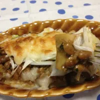 Snapdishの料理写真:かくふ(角麩)と納豆のグラタン|かくふ倶楽部さん