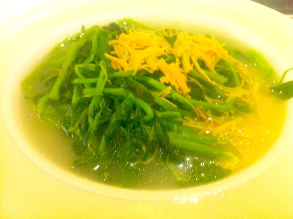 Poached vegetables with conpoy in rice soup|skyblueさん