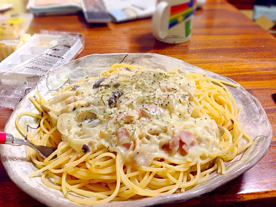 Snapdishの料理写真:きのこのクリームパスタ|伸明さん