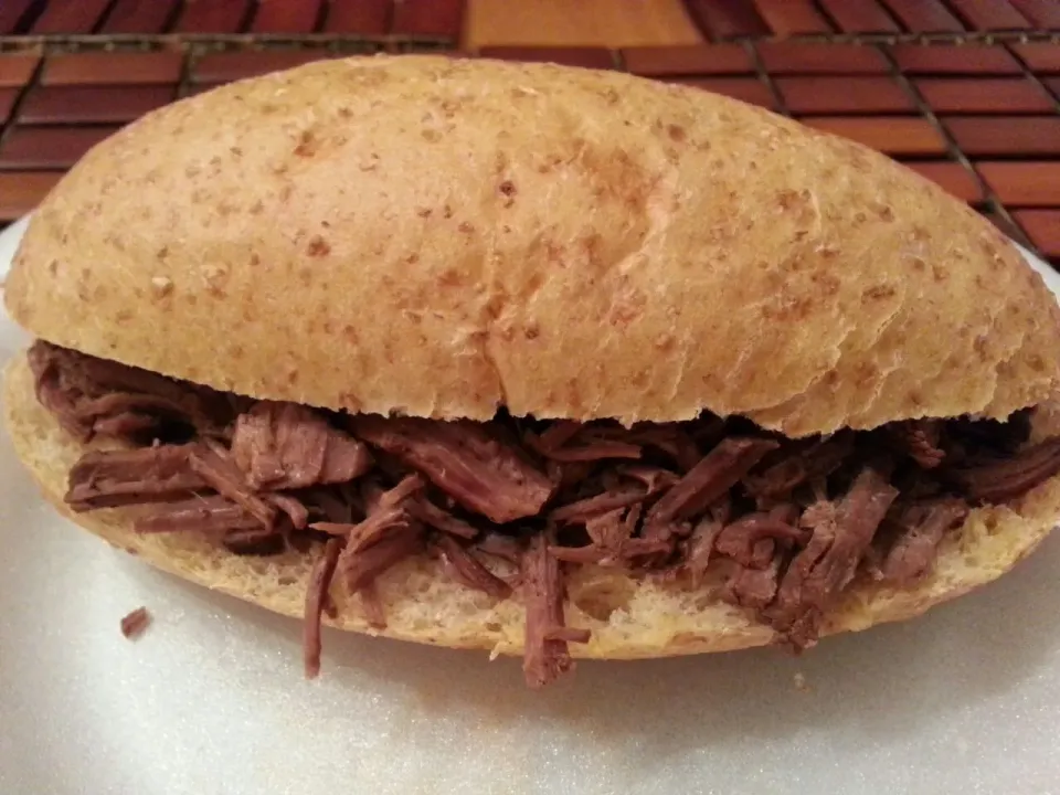 Snapdishの料理写真:Slow Cooked Pulled Beef Brisket Sandwich|Melissa Marie Hallさん