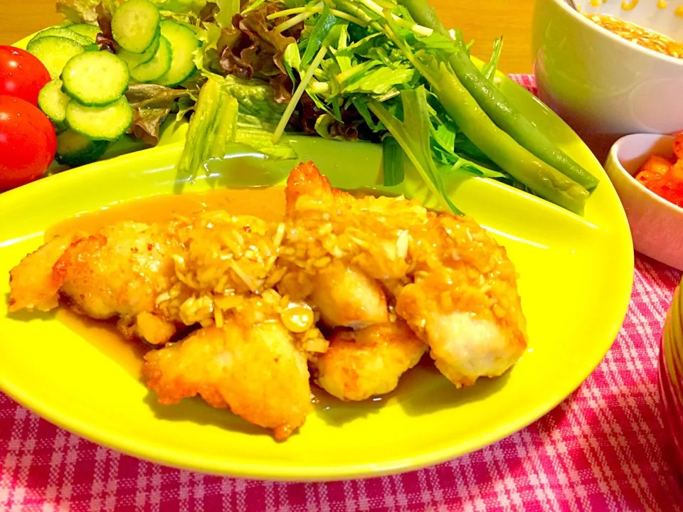 油淋鶏で夕食🍚🍚|かずみさん