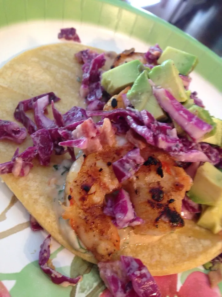 Shrimp Tacos with Cilantro Yogurt Sauce.|Mike Foshéeさん