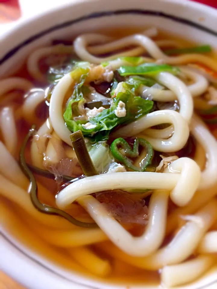 Snapdishの料理写真:ダシ昆布もかつお節も具にしちゃう温かうどん！！|mioさん