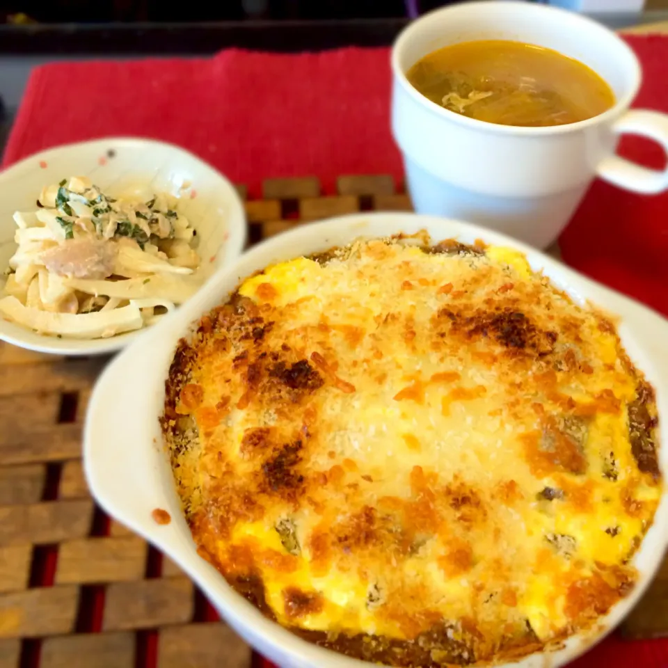 残りカレーで◎月見マヨカレーのランチ|ゆうさん