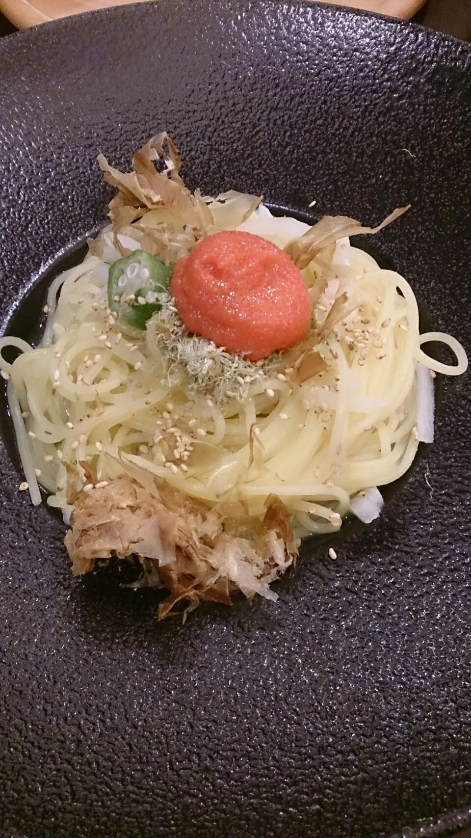 長芋と明太子の和風パスタ|ひでさん