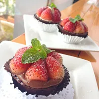 Choco strawberry tart|Je T'en Prie Coffeeさん