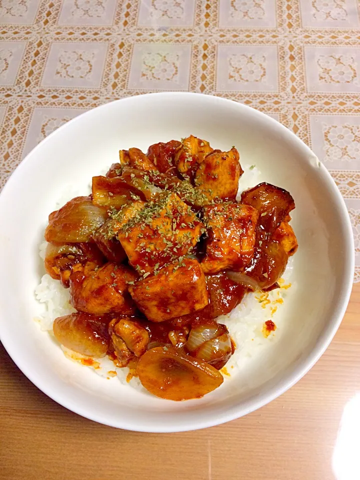 Snapdishの料理写真:鶏肉のトマト煮かけ御飯|橋本裕一さん