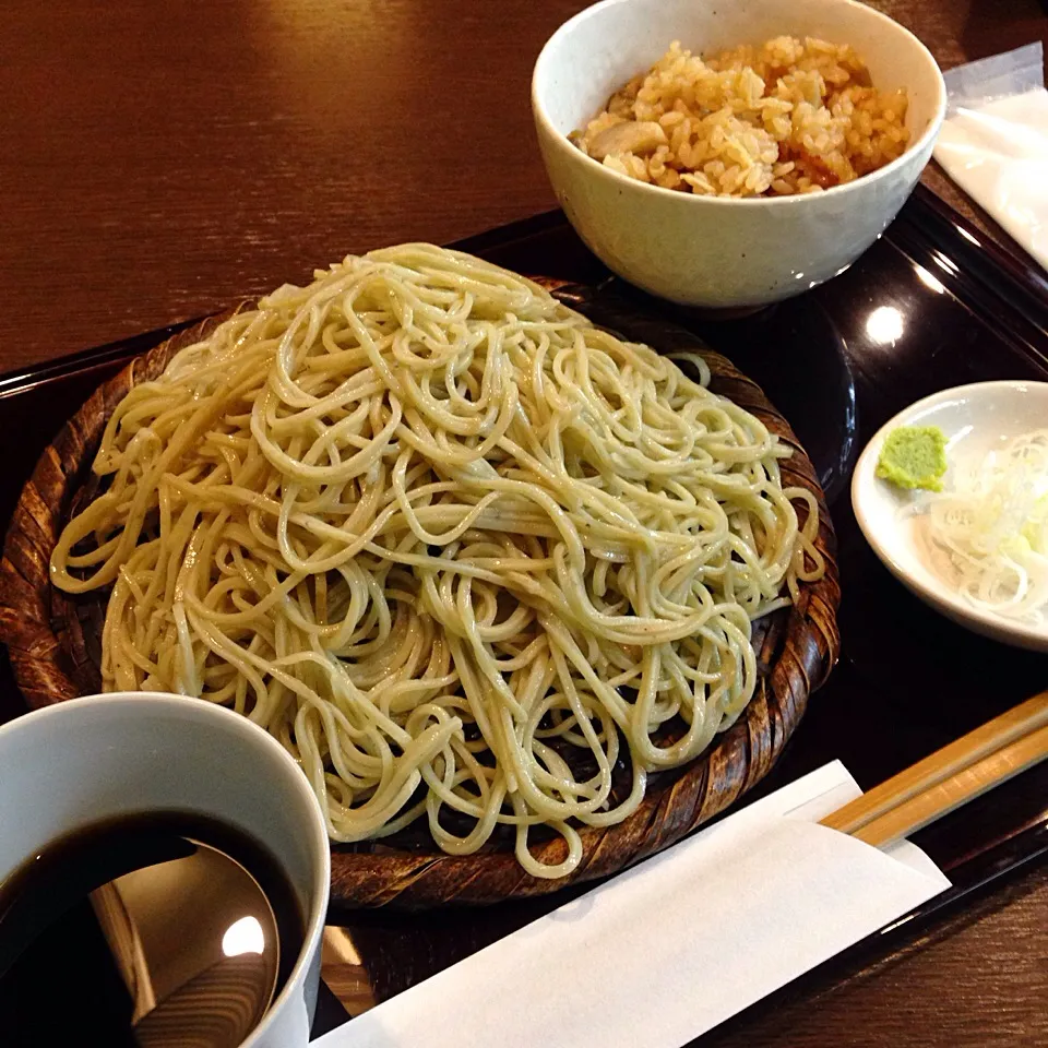 もりそば大盛＋本日の炊き込みご飯@友庵(内幸町)|塩豚骨さん