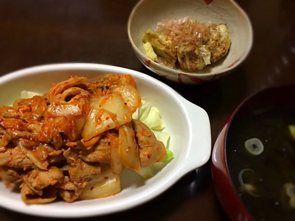 豚キムチと焼きナス！|みきさん