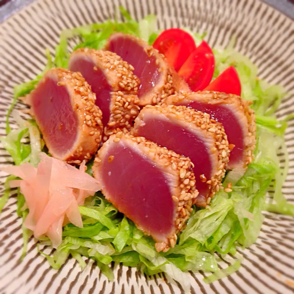 中華風まぐろのたたき🐟ニンニク醤油ソースで|もとぱんさん