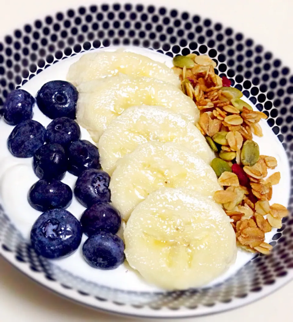 Breakfast bowl of yogurt with fruits to start the day!|coxiella24さん