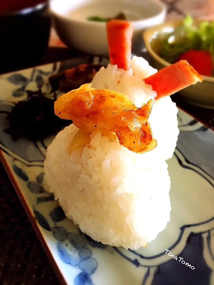 Snapdishの料理写真:玉ねぎ天むす、スパムおにぎり！|Tina Tomoko😋さん