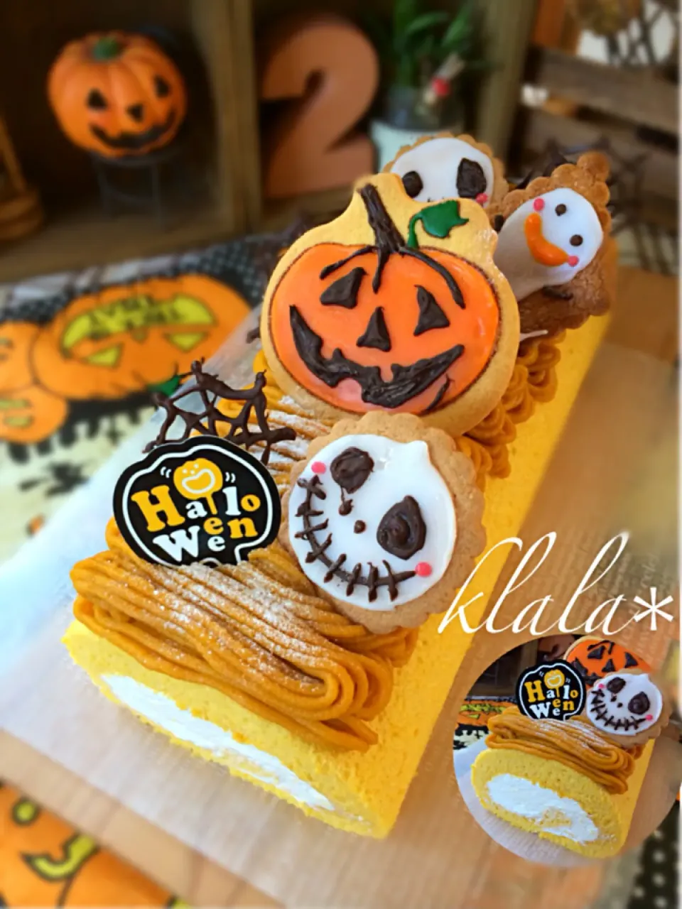 ハロウィン🎃カボチャシフォンロールケーキ❤️|くららさん