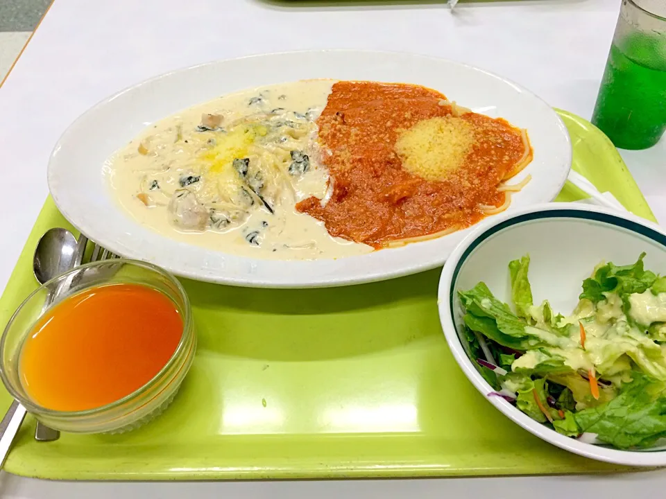 ほうれん草クリームパスタ&トマトカルボナーラ|MaKIさん